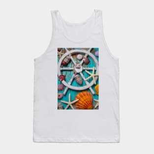 White Ships Wheel And Seashells Tank Top